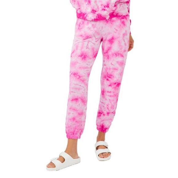 MONROW Crystal Tie Dye Sweatpants in Fuchsia Pink HB04556 NEW NWT Small S - Picture 1 of 5